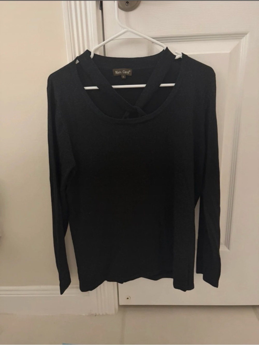Black Mara Carol long sleeve top with a cross neck detail